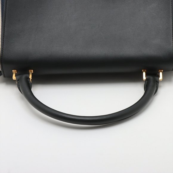 CELINE Trapeze Leather x Canvas Shoulder Bag Tote Handbag - Picture 5 of 14